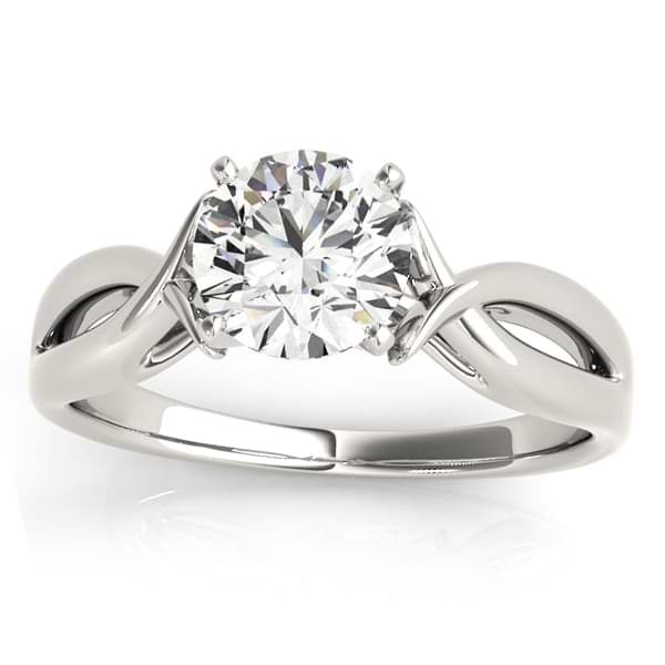 Solitaire Bypass Twisted Engagement Ring Setting 14k White Gold