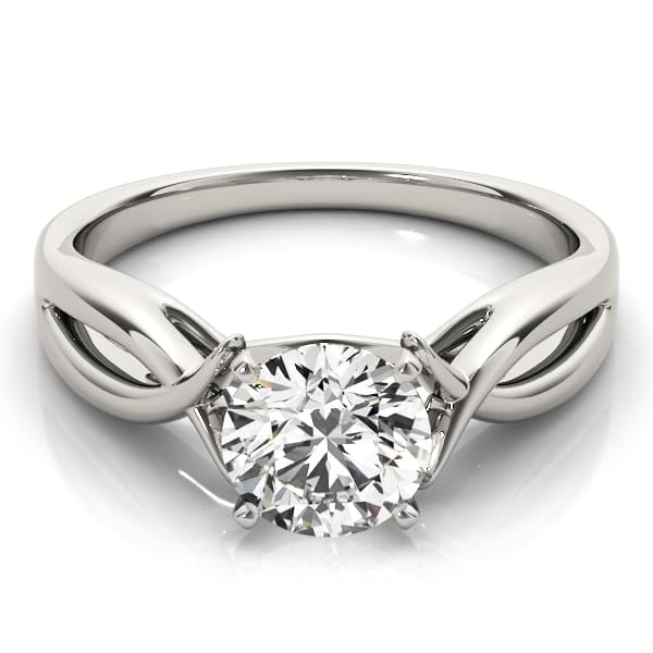 Solitaire Bypass Twisted Engagement Ring Setting 14k White Gold