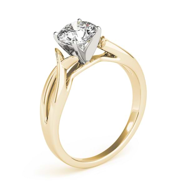 Solitaire Bypass Twisted Engagement Ring Setting 14k Yellow Gold