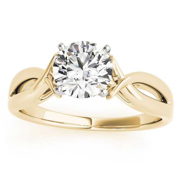 Solitaire Bypass Twisted Engagement Ring Setting 18k Yellow Gold