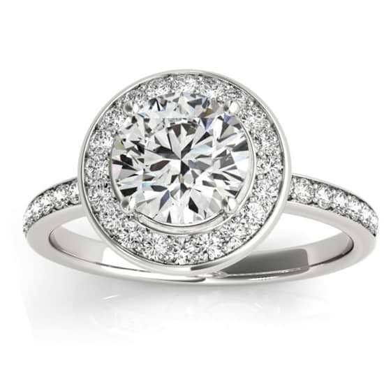 Diamond Halo Engagement Ring Setting 18K White Gold (0.29ct)
