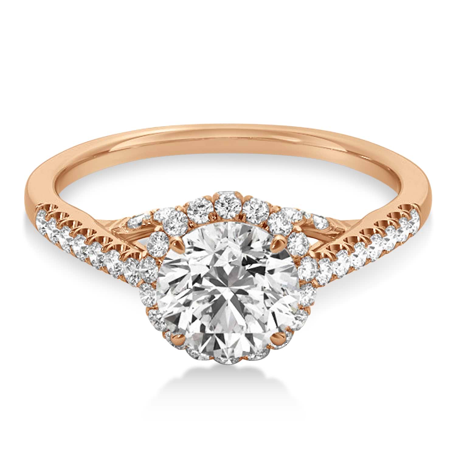 Lab Grown Diamond Hidden Halo Engagement Ring 14k Rose Gold (0.38ct)