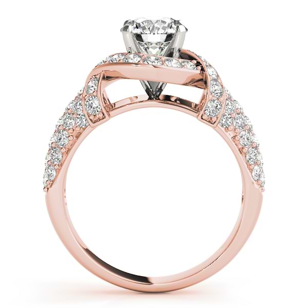 Diamond Twisted Engagement Ring Setting 14k Rose Gold 0.58ct - NG7707