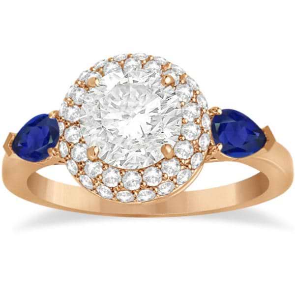 Pear Cut Sapphire & Diamond Engagement Ring Setting 18k R. Gold 0.75ct
