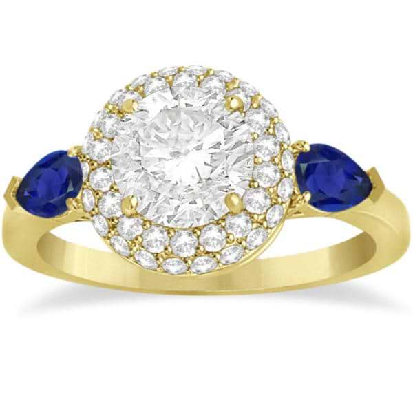 Pear Cut Sapphire & Diamond Engagement Ring Setting 18k Y. Gold 0.75ct