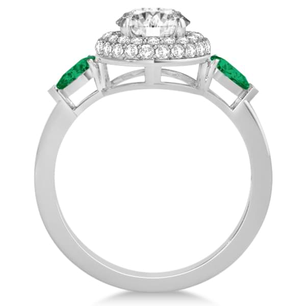 Pear Cut Emerald & Diamond Engagement Ring Setting Platinum 0.75ct