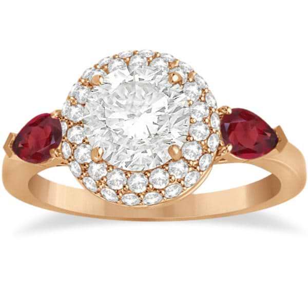 Pear Shape Ruby & Diamond Engagement Ring Setting 14k R. Gold (0.75ct)