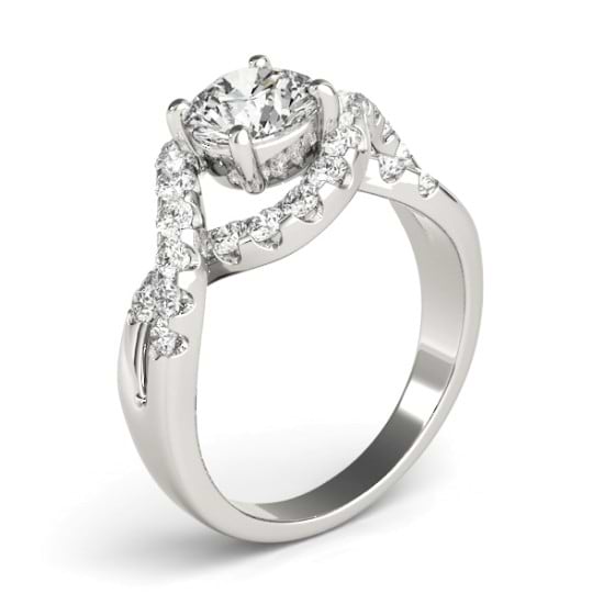 Diamond Twisted Band Engagement Ring Setting 14K White Gold 0.98ct