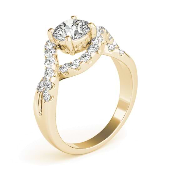 Diamond Twisted Band Engagement Ring Setting 14K Yellow Gold 0.98ct ...
