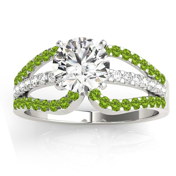 Diamond & Peridot Triple Row Engagement Ring Setting Platinum (0.52ct)
