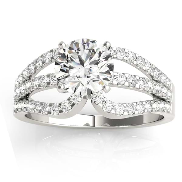 Diamond Triple Row Engagement Ring Setting Platinum (0.52ct)