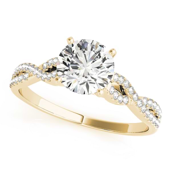 Diamond Accented Twisted Band Engagement Ring 18k Yellow Gold (1.50ct)