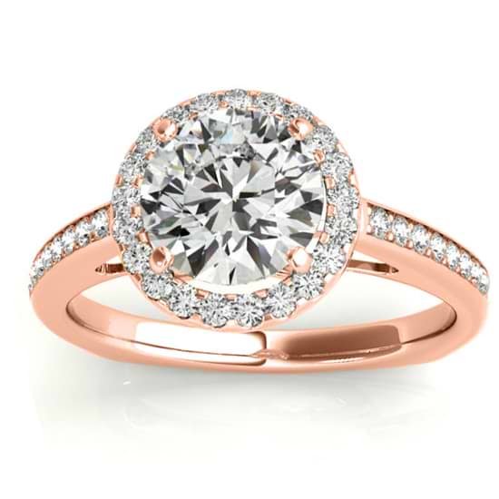Diamond Halo Butterfly Engagement Ring 18K Rose Gold (0.26ct)