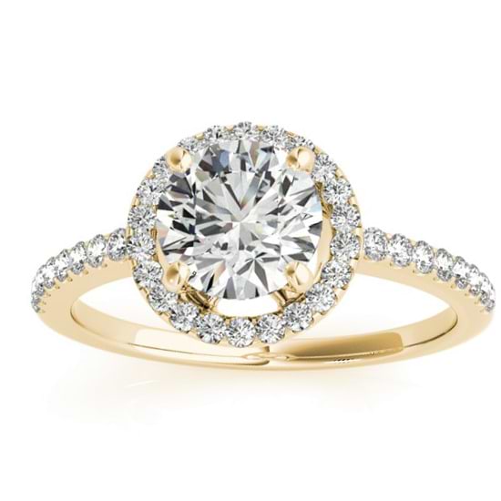 Diamond Accented Halo Engagement Ring Setting 14K Yellow Gold (0.33ct)
