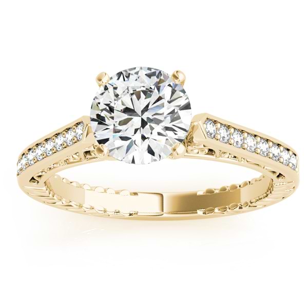 Diamond Antique Style Engagement Ring Setting 14k Yellow Gold (0.10ct)
