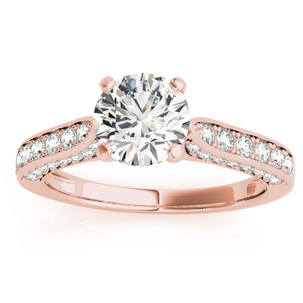 Diamond Sidestone Accented Engagement Ring 14k Rose Gold (0.50ct)