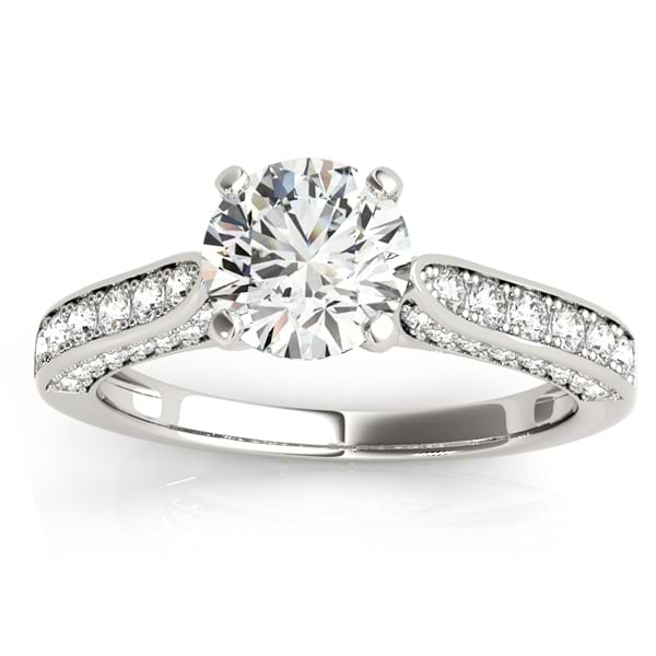Diamond Sidestone Accented Engagement Ring Platinum (0.50ct)