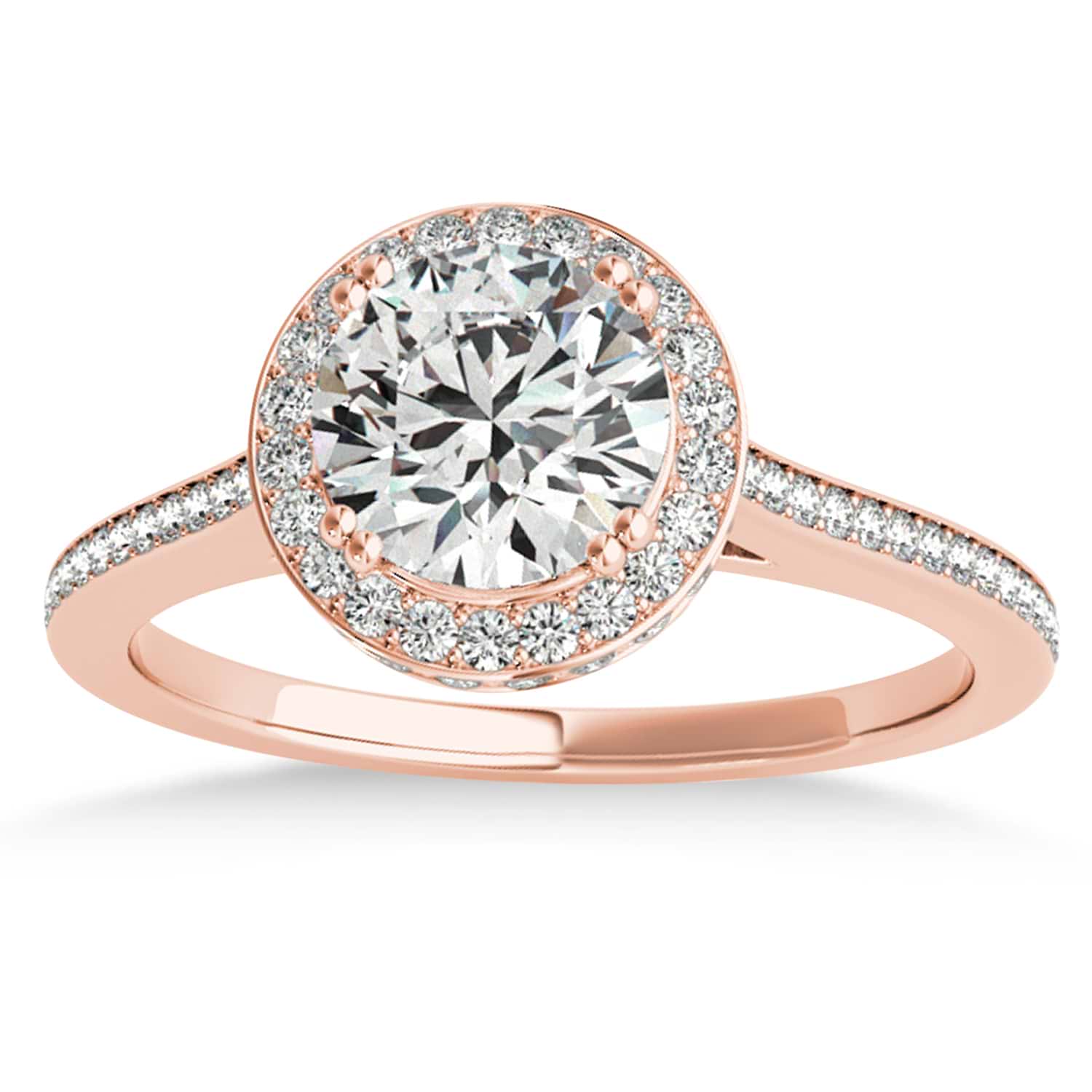 Diamond Halo Round Engagement Ring in 14k Rose Gold (0.48ct)