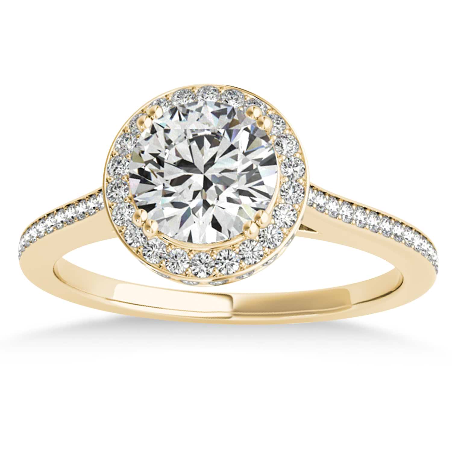 Diamond Halo Round Engagement Ring in 14k Yellow Gold (0.48ct)