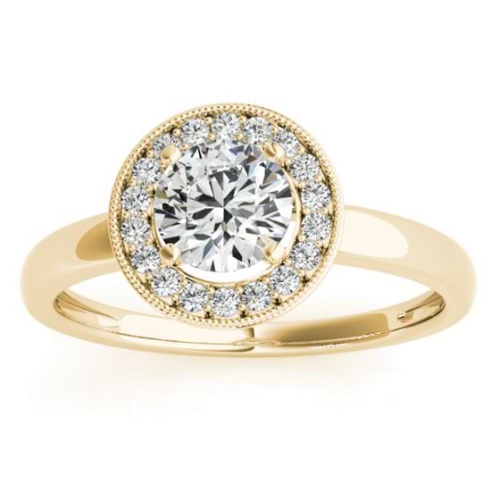 Diamond Accented Halo Engagement Ring Setting 18k Yellow Gold (0.10ct)