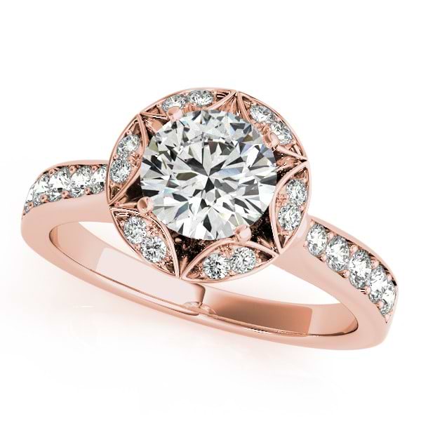 Diamond Star Engagement Ring with Accents in 14k Rose Gold 1.40ct