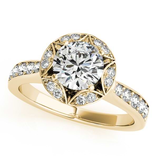 Diamond Star Engagement Ring with Accents in 14k Yellow Gold 1.40ct
