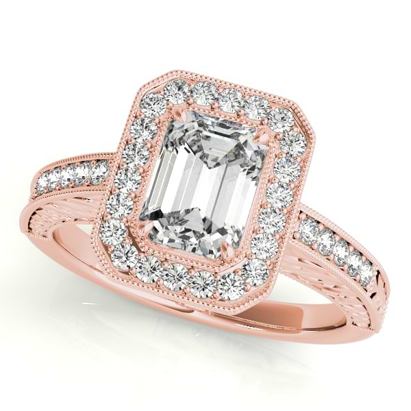 Antique Emerald Cut Diamond Engagement Ring 14k Rose Gold (1.80ct)