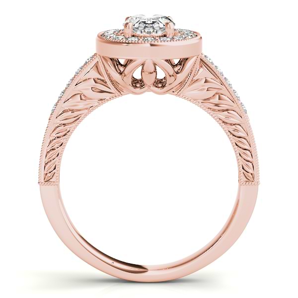 Antique Style Oval Diamond Halo Engagement Ring 14k Rose Gold 1.50ct