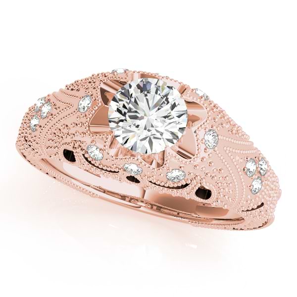 Art Nouveau Diamond Antique Engagement Ring 14k Rose Gold (0.90ct)