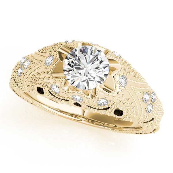 Art Nouveau Diamond Antique Engagement Ring 14k Yellow Gold (0.90ct)