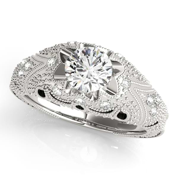 Art Nouveau Diamond Antique Engagement Ring Palladium (0.90ct)