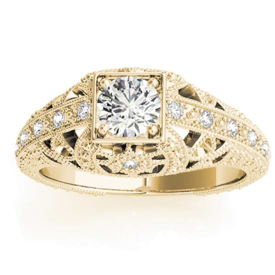 Diamond Antique Style Engagement Ring Setting 14K Yellow Gold (0.12ct)
