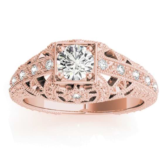 Diamond Antique Style Engagement Ring Setting 18K Rose Gold (0.12ct)