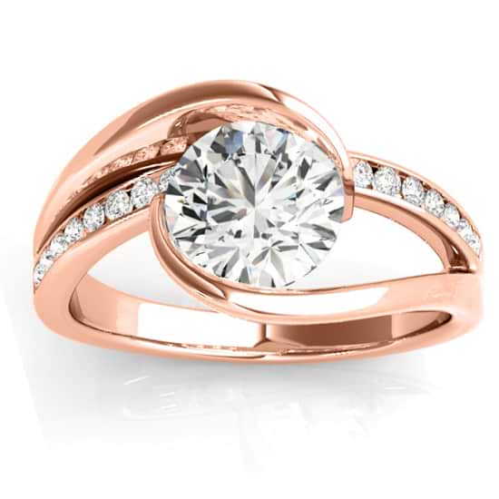 Diamond Tension Set Engagement Ring Setting 18K Rose Gold (0.19ct)