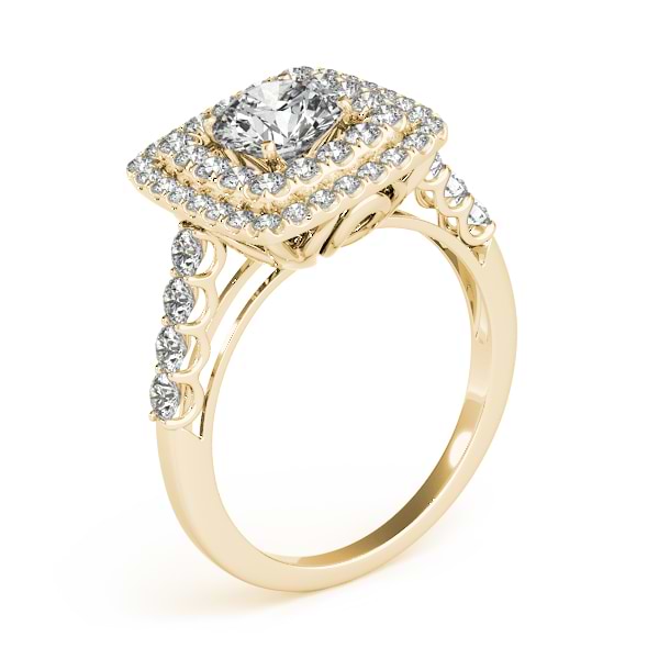 Square Double Diamond Halo Engagement Ring 14k Yellow Gold (2.63ct)