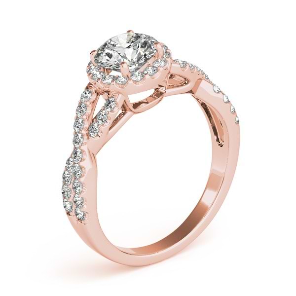 Lab Grown Diamond Infinity Twisted Halo Engagement Ring 18k Rose Gold 1.50ct
