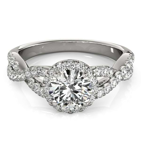 Lab Grown Diamond Infinity Twisted Halo Engagement Ring Platinum 1.50ct