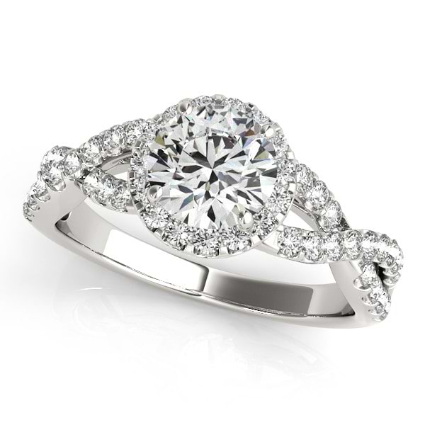 Diamond Infinity Twisted Halo Engagement Ring 14k White Gold 1.50ct