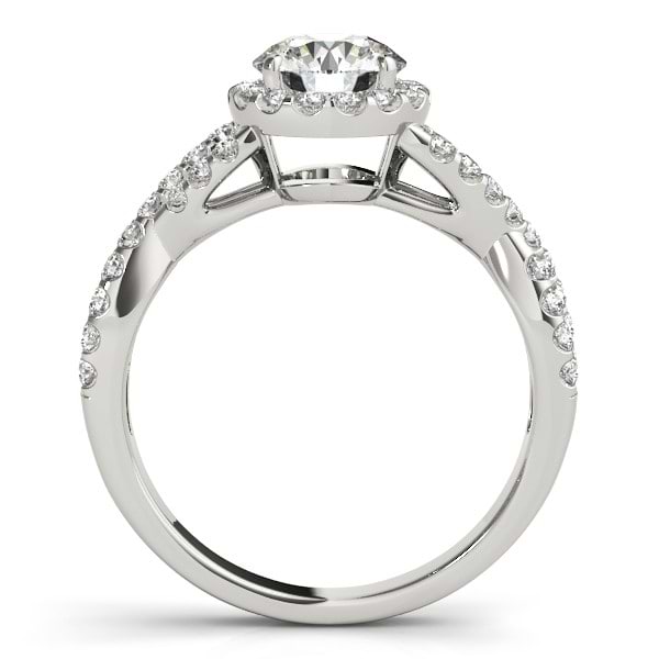 Diamond Infinity Twisted Halo Engagement Ring 18k White Gold 1.50ct