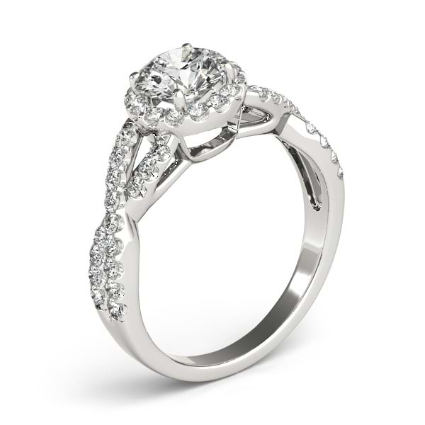 Moissanite Infinity Twisted Halo Engagement Ring 14k White Gold 1.50ct