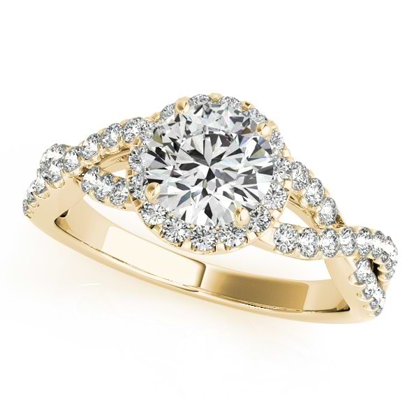 Diamond Infinity Twisted Halo Engagement Ring 14k Yellow Gold 1.00ct