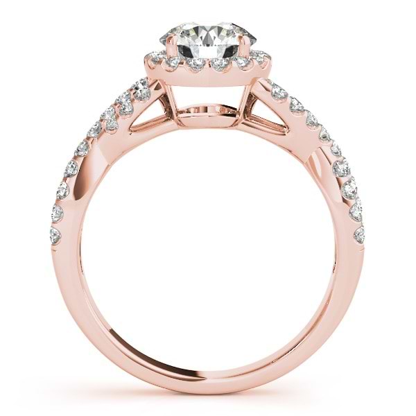 Diamond Infinity Twisted Halo Engagement Ring 18k Rose Gold 1.00ct
