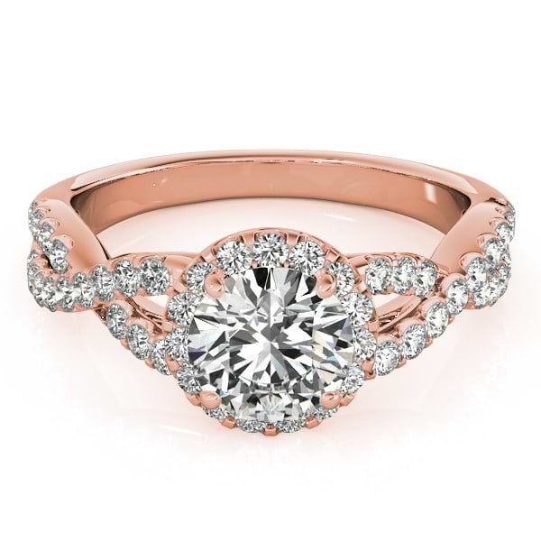 Diamond Infinity Twisted Halo Engagement Ring 14k Rose Gold 2ct - NG563