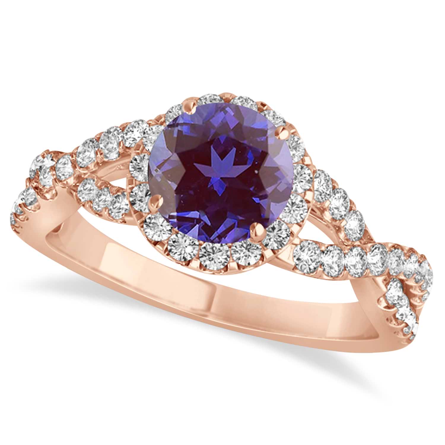 Alexandrite & Diamond Twisted Engagement Ring 14k Rose Gold 1.80ct