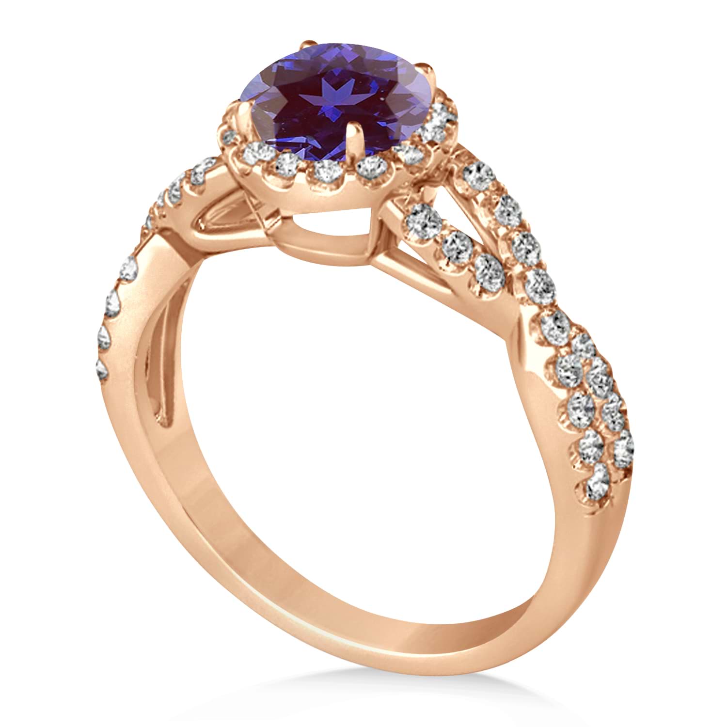 Alexandrite & Diamond Twisted Engagement Ring 14k Rose Gold 1.80ct