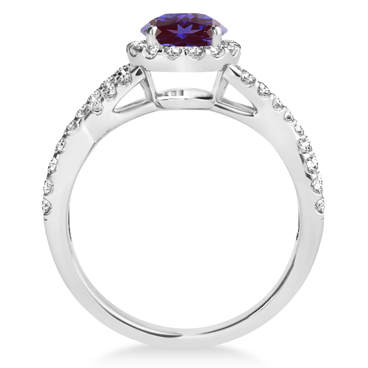 Alexandrite & Diamond Twisted Engagement Ring 14k White Gold 1.80ct