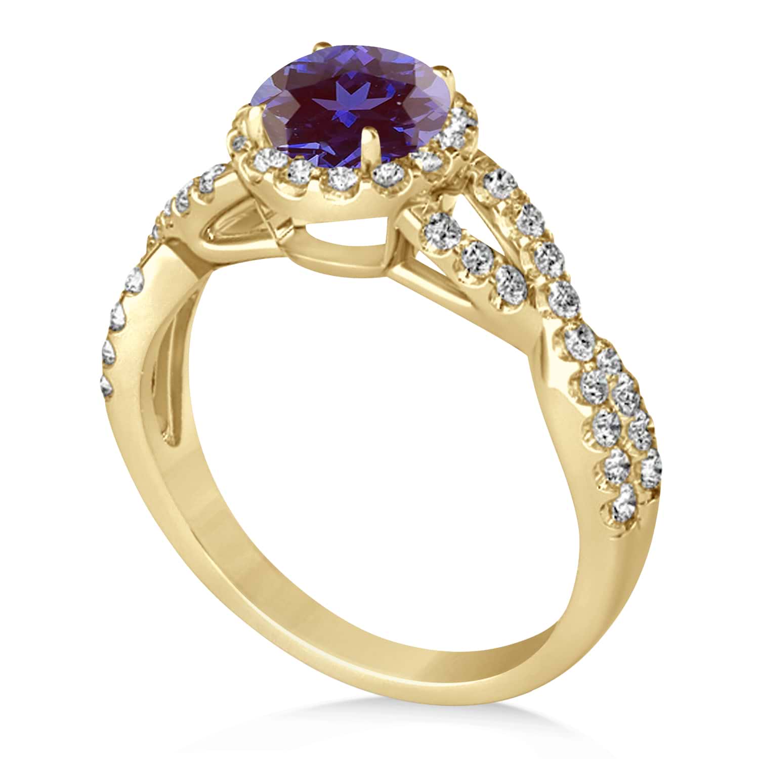 Alexandrite & Diamond Twisted Engagement Ring 14k Yellow Gold 1.80ct