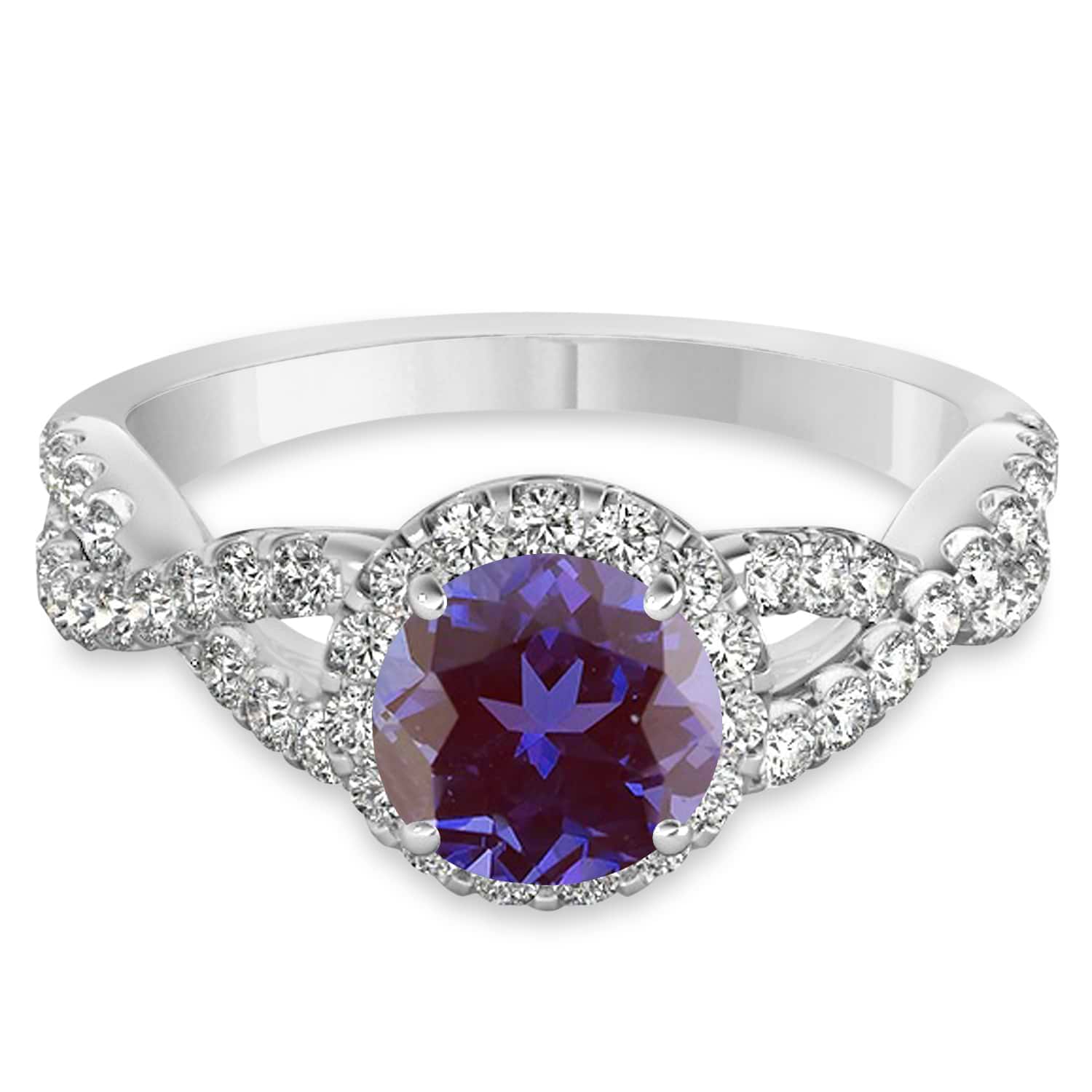 Alexandrite & Diamond Twisted Engagement Ring Palladium 1.80ct