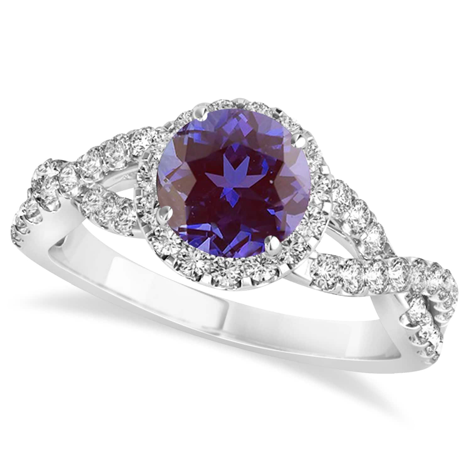 Alexandrite & Diamond Twisted Engagement Ring Platinum 1.80ct