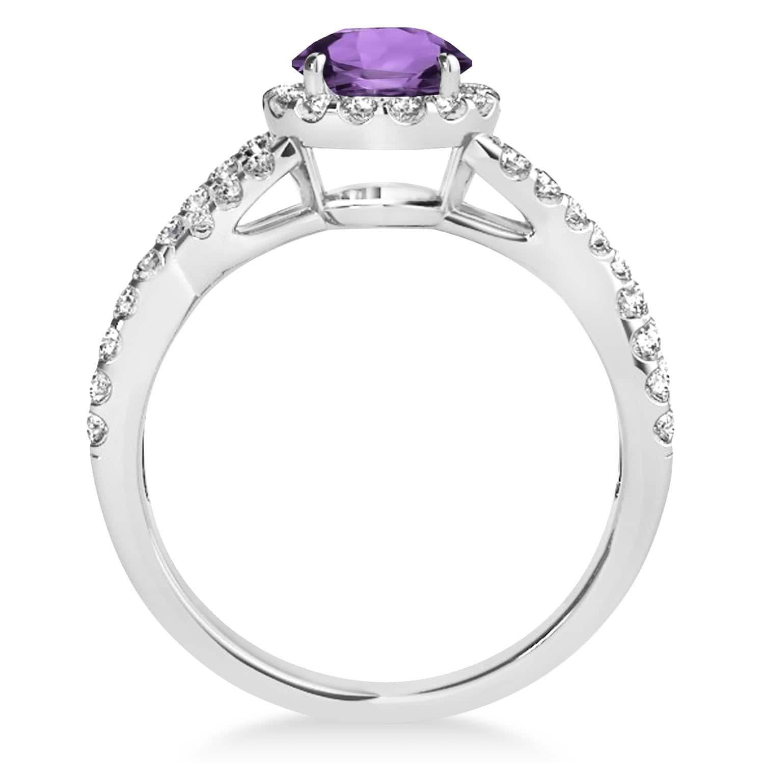 Amethyst & Diamond Twisted Engagement Ring 18k White Gold 1.20ct